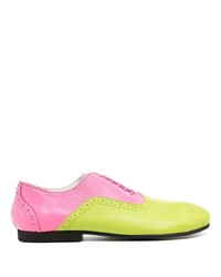 Green-Yellow Leather Derby Shoes