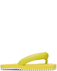 Green-Yellow Leather Flip Flops