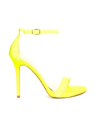 Green-Yellow Leather Heeled Sandals