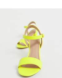 New Look Block Heel In Neon Yellow
