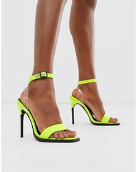 ASOS DESIGN Harris Barely There Heeled Sandals In Neon Green