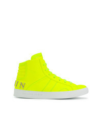 Green-Yellow Leather High Top Sneakers
