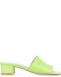Green-Yellow Leather Mules