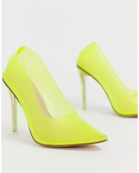 Public Desire Drank Neon Yellow Clear Court Shoes
