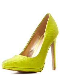 Charlotte Russe Python Textured Pointed Toe Pumps