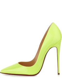 Christian Louboutin So Kate Patent 120mm Red Sole Pump Light Green