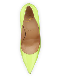Christian Louboutin So Kate Patent 120mm Red Sole Pump Light Green