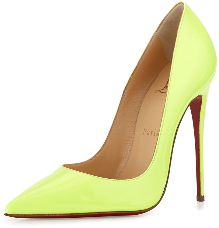 Christian Louboutin So Kate Patent 120mm Red Sole Pump Light Green 