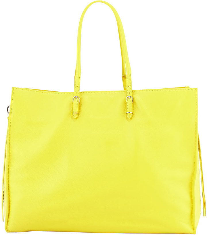 Balenciaga Papier A4 Side Zip Leather Tote Bag Yellow, $1,835