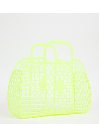 Monki Plastic Basket Bag In Green