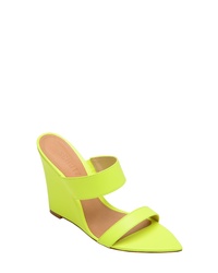 Green-Yellow Leather Wedge Sandals