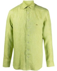 Green-Yellow Linen Long Sleeve Shirt