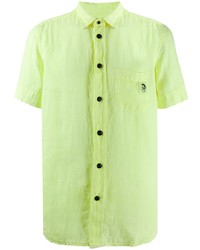 Green-Yellow Linen Short Sleeve Shirt