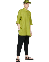 Homme Plissé Issey Miyake Green Cotton Linen Shirt