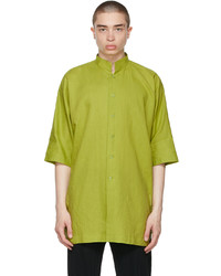 Homme Plissé Issey Miyake Green Cotton Linen Shirt