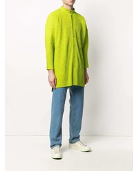 Homme Plissé Issey Miyake Pleated High Neck Buttoned Shirt