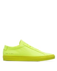 Common Projects Fluorescent Yellow Achilles Leather Low Top Sneakers