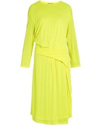 Balenciaga Asymmetric Peplum Jersey Midi Dress