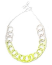 Saloukee Loops Hand Woven Yarn Necklace Neon Yellow