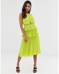 ASOS DESIGN Midi Dress With Cross Front And Tiered Skirt