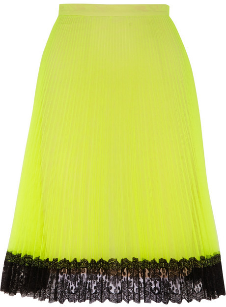 Christopher Kane Chantilly Lace Neon Midi Skirt