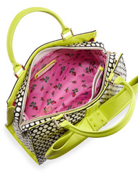 Betsey Johnson Curtsy Dotted Bow Satchel Bag Citron