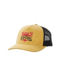 Rip Curl Logo Trucker Hat In Mustard At Nordstrom