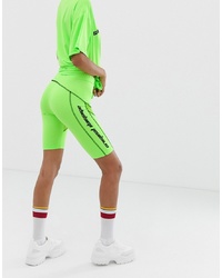 Green-Yellow Print Bike Shorts