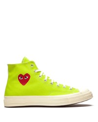 Green-Yellow Print Canvas High Top Sneakers
