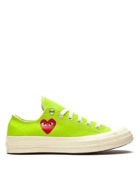 Green-Yellow Print Canvas Low Top Sneakers