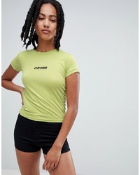 Green-Yellow Print Crew-neck T-shirt