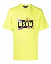 MSGM Funny Tiger Logo Print Short Sleeve T Shirt