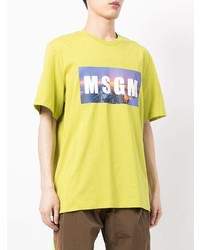 MSGM Logo Print Cotton T Shirt