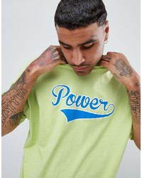 ASOS DESIGN Oversized T Shirt In Washed Neon With Power Text Print