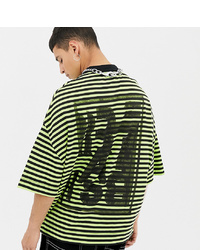 Collusion Printed Short Sleeve Stripe T Shirt With Back Print