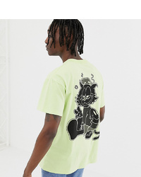 Crooked Tongues T Shirt In Acid Yellow With Cat Print