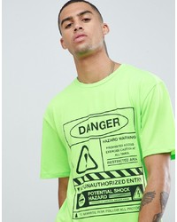 Granted T Shirt In Green With Danger Print