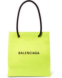 Balenciaga Xxs Printed Neon Textured Leather Tote