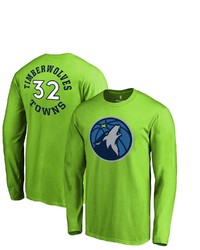 FANATICS Branded Karl Anthony Towns Neon Green Minnesota Timberwolves Round About Name Number Long Sleeve T Shirt At Nordstrom