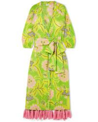 Rhode Resort Lena Tasseled Printed Cotton Voile Wrap Maxi Dress