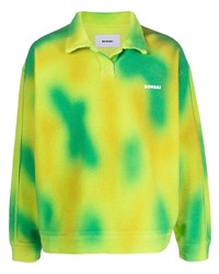 Green-Yellow Print Polo Neck Sweater
