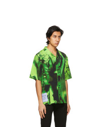 McQ Black And Green Silk Rave Short Sleeve Shirt