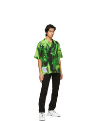 McQ Black And Green Silk Rave Short Sleeve Shirt
