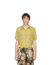 Dries Van Noten Yellow And Orange Claridge Short Sleeve Shirt