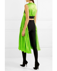 Balenciaga Apron Open Back Printed Silk Satin Jacquard Dress