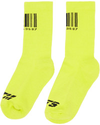VTMNTS Yellow Black Barcode Socks