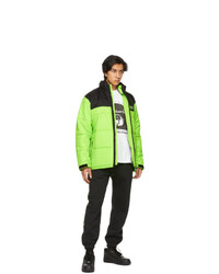 Psychworld Green And Black Logo Puffer Jacket