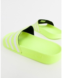 adidas Originals Adilette Slider Sandals In Lime