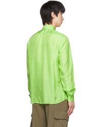 Dries Van Noten Green Silk Satin Shirt