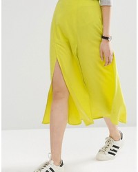 Asos Collection Soft Midi Skirt With Splices